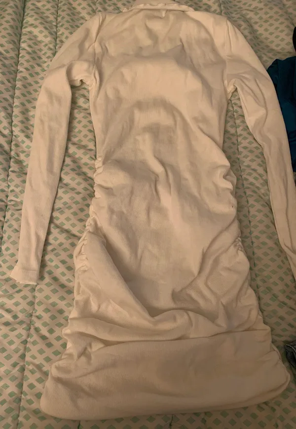 White Ruched Sweater Dress - Image 2