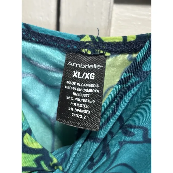 Ambrielle Floral V Neck Adj Straps Maxi Dress Size XL Green/Yellow Colorful EUC - Image 3