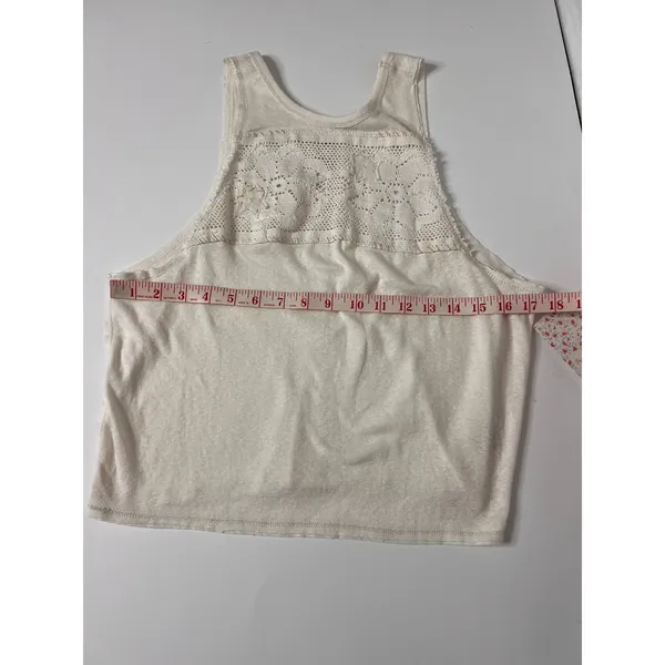 Free People Ivory Crochet Lace Tank Top Sleeveless Boho Size Small NWT - Image 7