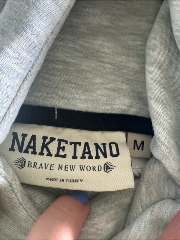 Naketano pullover cowl neck hoodie gray with nautical rope size medium - Image 4