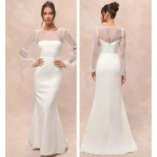 Lulus Immaculate Romance White Sheer Organza Long Sleeve Maxi Dress Small Bridal - Image 2