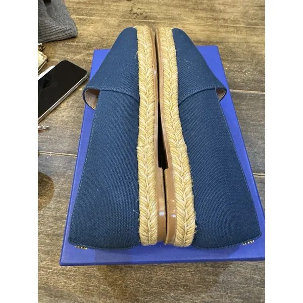 Stuart Weitzman womens Dree Slide Espadrille Blue Canvas Size 5 Slip On Loafer - Image 7