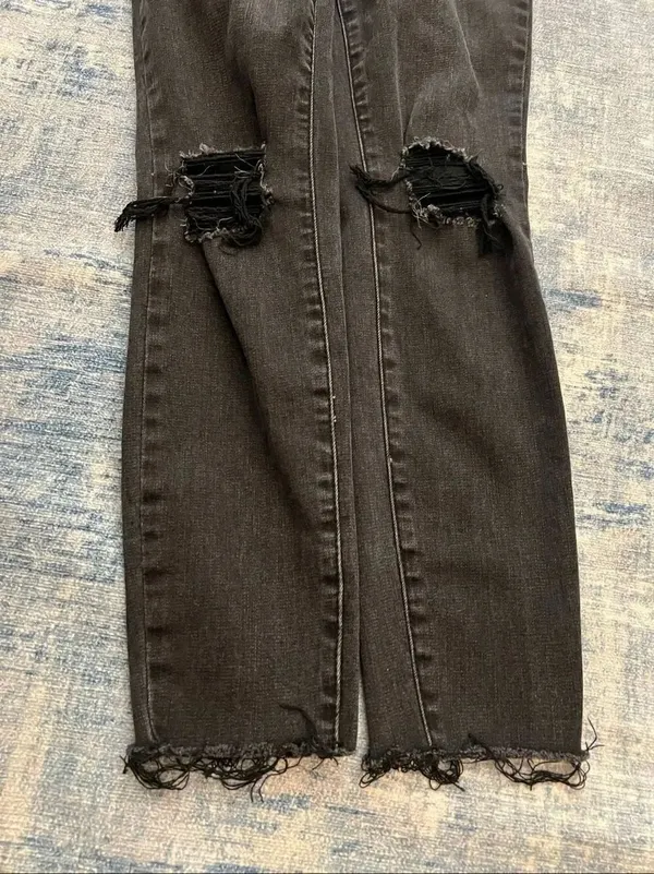 PacSun Black Distressed Busted Knee High Rise Ankle Jegging Women's 25" - Image 3
