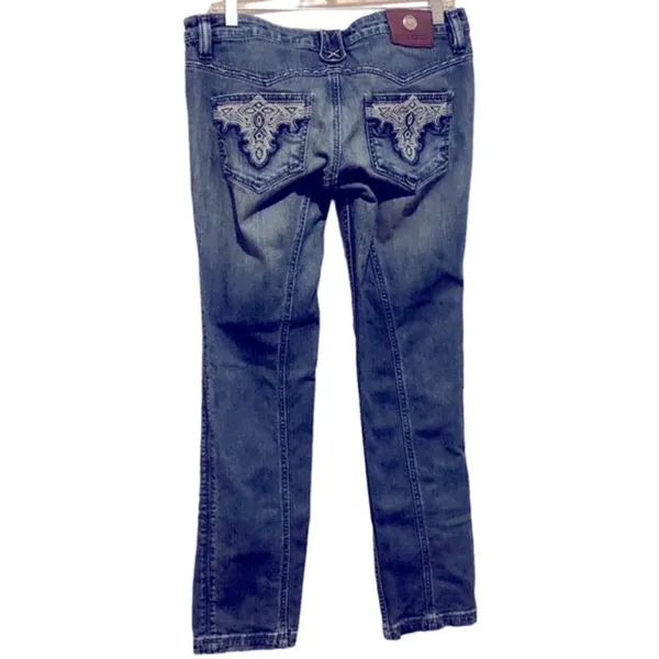 Y2k Antik Denim Embroidered Blue Jean Pants 30 - Image 3