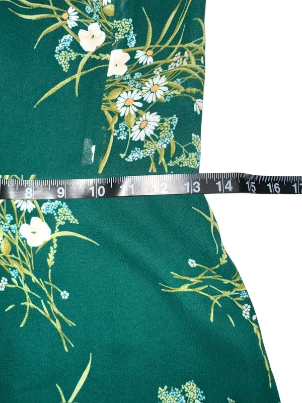 Reformation Rosi Dress Green Floral Short Sleeve Sweetheart Neck 8 in Buena - Image 10