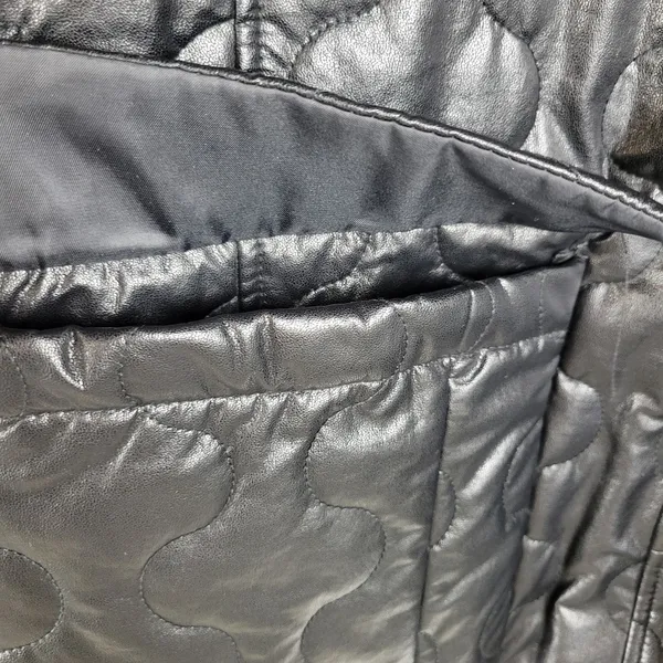 Mimosa Womens Jacket Size M Black PU Leather Quiltted Oversized Patch Pockets Size M - Image 6