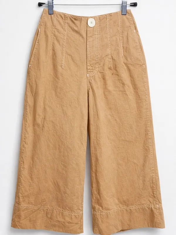 Zara TRF Super Wide Leg‎ High Rise Crop Tan Boho Trouser Pants - Image 2