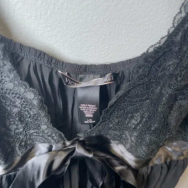 Victoria's Secret Lace‎ & Chiffon Pleated Babydoll Chemise Black Size L - Image 4