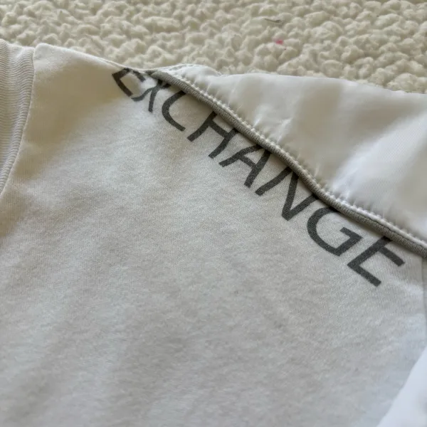 Armani Exchange White Contrast Trim V-Neck Long Sleeve T-Shirt Sz L Quietluxury - Image 4