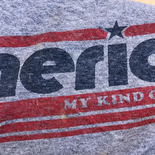 Vintage Y2K Retro Grey red "America My Kind Of Place" cotton t-shirt tee top short sleeve Sz M - Image 7