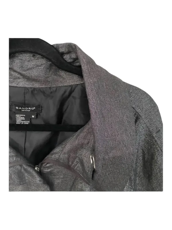 Sandro 𖦹 Cropped Swing Jacket 𖦹 Metallic Black + Silver Hardware 𖦹 Medium 𖦹 - Image 11
