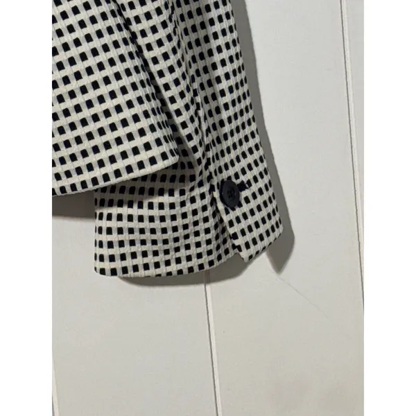 Talbots Blazer Womens XL Black White Checkered Career Jacket Lined - Image 6