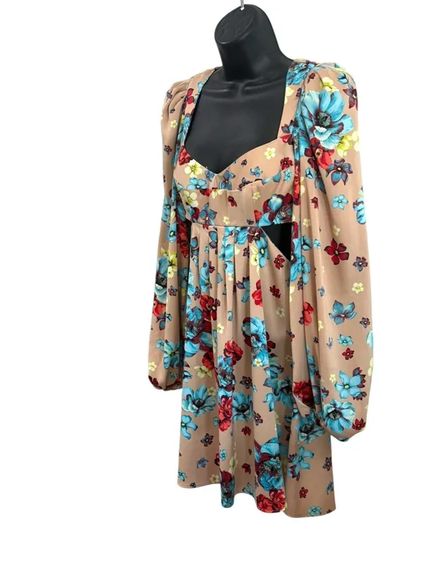 AFRM Anita Babydoll Mini Dress in Aqua Bouquet Sz Small Floral Boho Cottagecore - Image 7