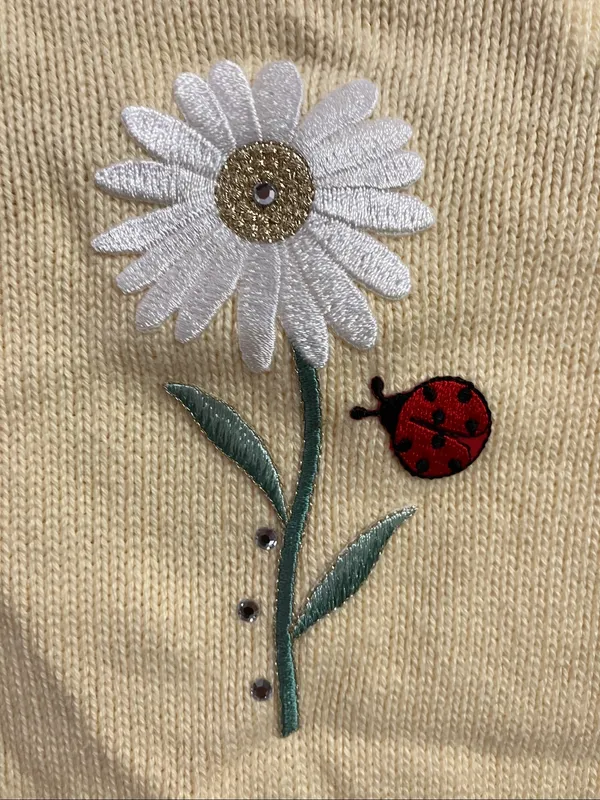 Yellow Floral Embroidered Cardigan Sweater - Image 11