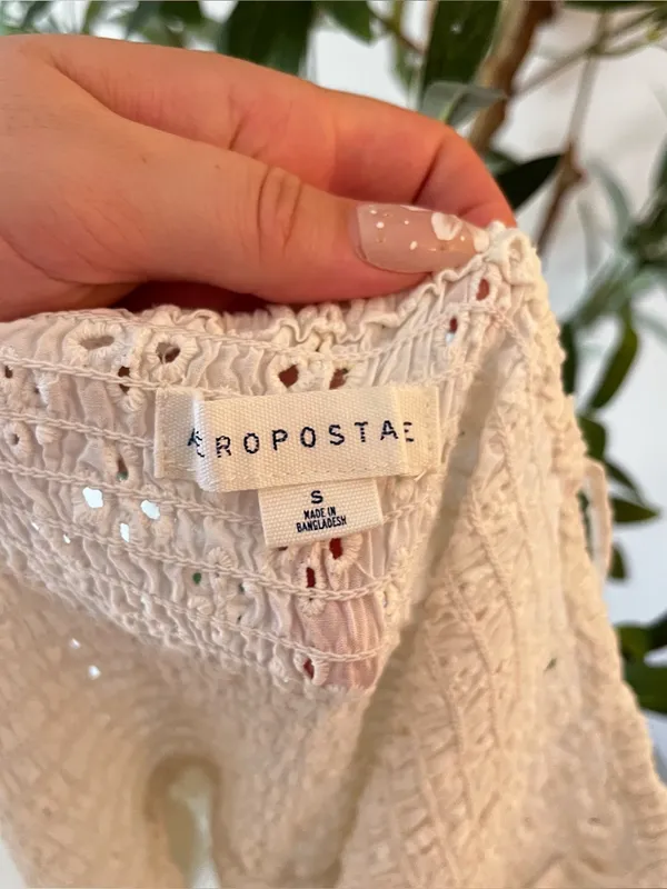 Aeropostale White Eyelet Tie-Shoulder Mini Sundress - Image 2