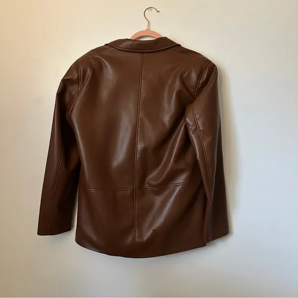 Aritzia vegan leather brown blazer jacket - Image 2