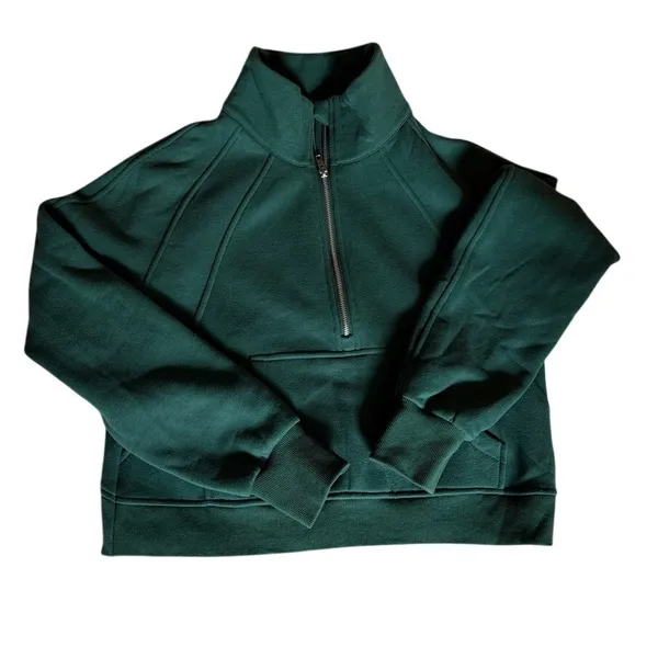 Green Quarter Zip Pullover Sweatshirt Small Golf Tennis Preppy Athleisure - Image 2