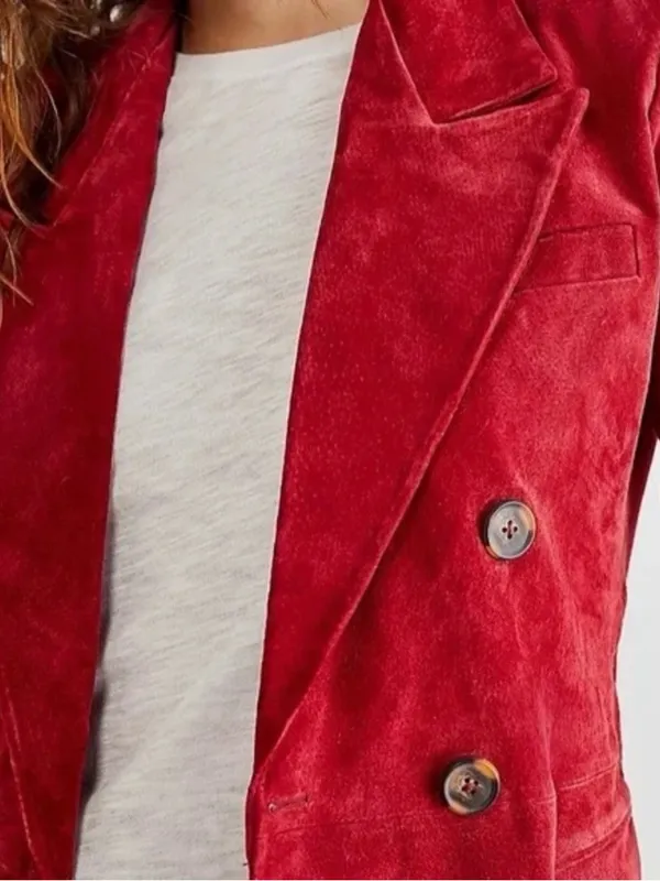 NWT BlankNYC Suede 100% Leather Double Breasted Blazer S Stolen Kiss Red - Image 13