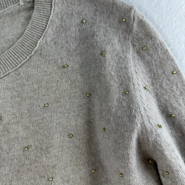 Banana Republic Sz L Sweater Filpucci Merino Wool‎ Cashmere Yarn Beaded Pullover - Image 3