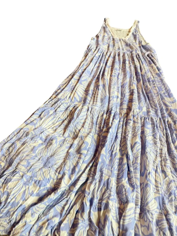 Intimately Free People Purple Cream Floral Tiered Maxi Dress Swing X-Small - Image 6