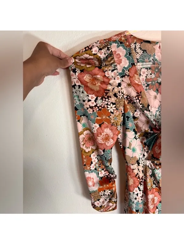 For Love & Lemons Long-Sleeve Floral Tie-Front Maxi Dress Size XS - Image 5