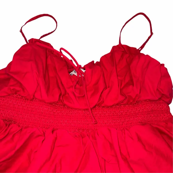 ASTR The Label Red Spaghetti Strap Cropped Peplum Tank Medium - Image 3