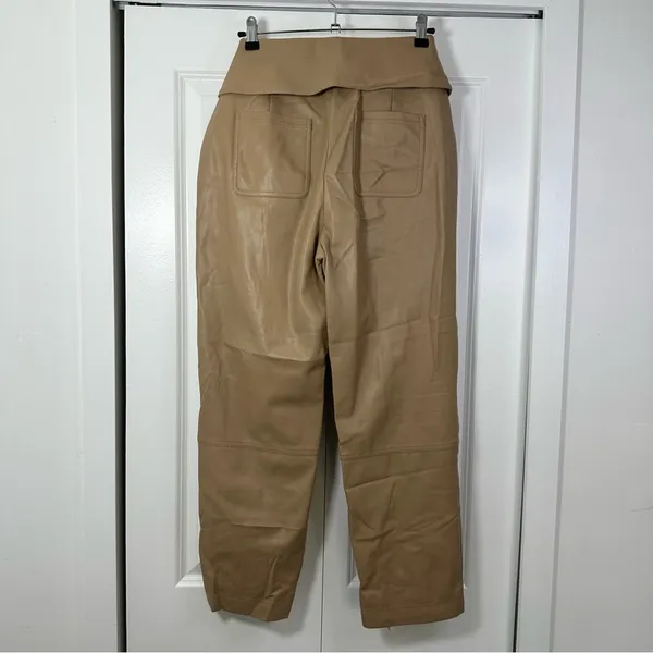 Jonathan Simkhai Women’s Tessa Faux Leather Camel Colored Pants Size 10 - Image 3