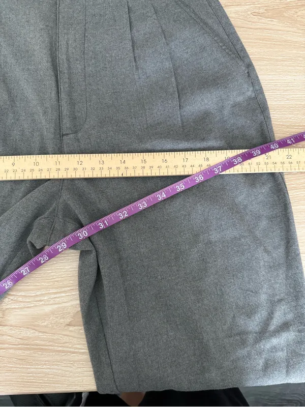 Abercrombie & Fitch Medium Long NEW Grey Slim Straight High Rise Trousers Office - Image 5