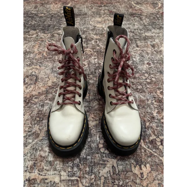 Dr. Martens Jadon Platform Boots White Leather‎ Women's 5 Punk Grunge Y2K - Image 4