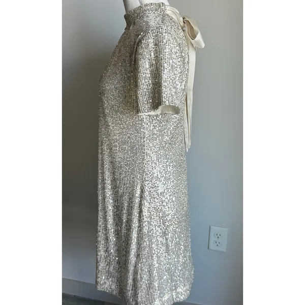 CeCe By Anthropologie Cocktail Mini Sequin Dress New Years Bow Tie Size M - Image 4