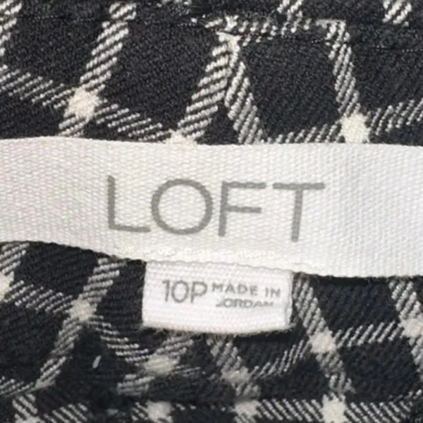 LOFT Sutton Skinny Pants 10P Black White‎ Checkered Petite Office Chic - Image 3