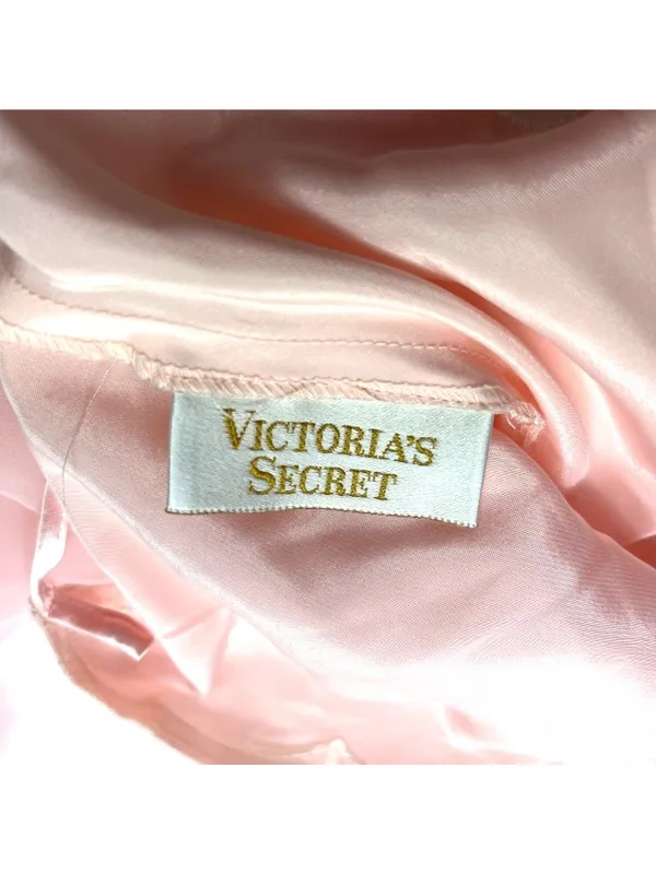 Vintage Victorias Secret Pink Satin & Sheer Embroidered Nightgown Slip Dress M - Image 2