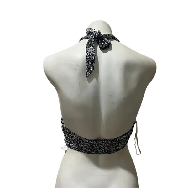 Gilly Hicks Women's Floral Halter Tank Top M Black Open Back Casual - Image 8