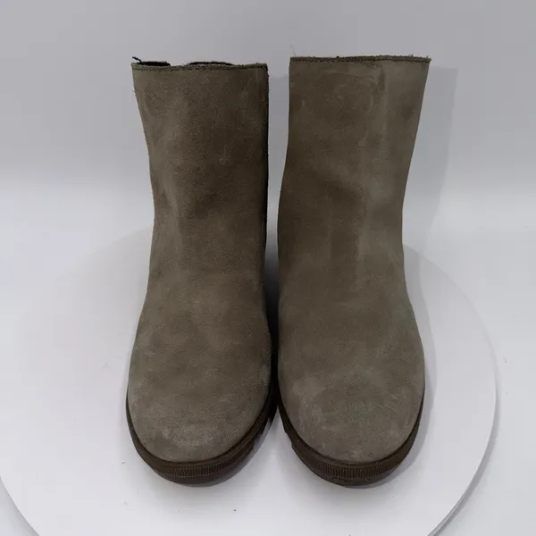 Sorel Joan of Arctic II Sage Green Suede Side Zip Wedge Booties Women's Size 6.5 - Image 3