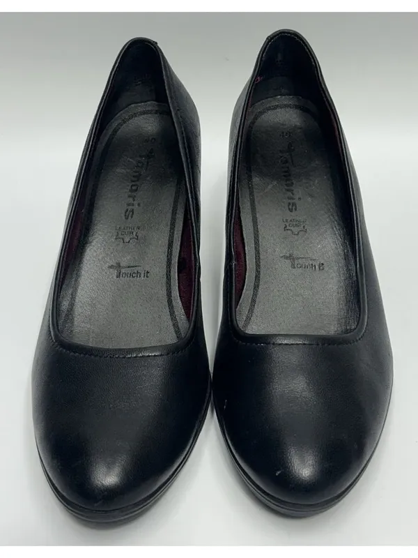 Tamaris Leather Pumps Heels Womens 40/9 Black Memory Foam insole shock absorber - Image 3