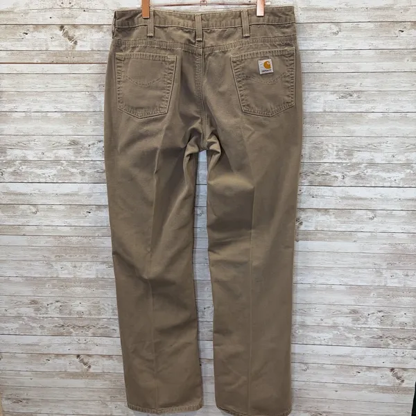 Vtg Carhartt Womens 12x34 WB002 Canvas Work Pants Khaki Brown Bootcut Y2K Rare - Image 5