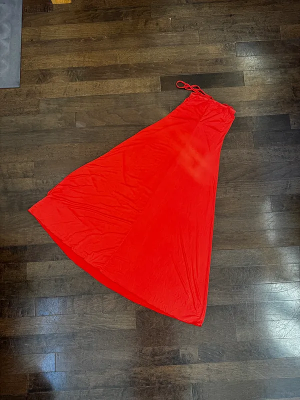 Sincerely Jules Bright Orange Halter Flowy Slinky midi dress - Image 7