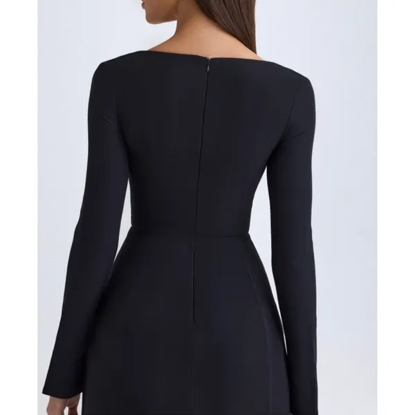 Oh Polly Taesha Square-Neck Structured Tulip Mini Dress Black Size 4 New CLM - Image 3