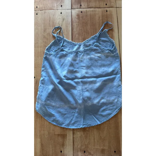 Dex Women‎ Light Blue Tie Dye Tencel Camisole V-Neck Frayed Trim Tank Top Small - Image 5