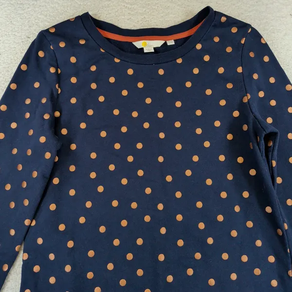 Boden Navy Blue Copper Metallic Polka Dot Cotton Long Sleeve Tunic Dress US 4R - Image 7