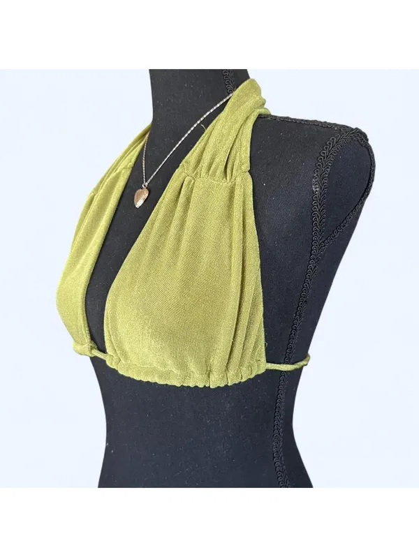 princess polly y2k fairycore grunge olive green halter top size xs 💚 - Image 5