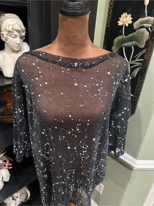 Sheer Silver Star Stretchy Shirt/Dress – One Size (XS–2XL Fit) - Image 3