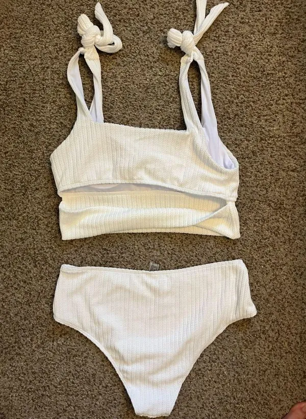 SheIn White high waisted 2 piece swimsuit - Image 5