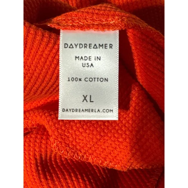 Daydreamer · XL · Thermal Waffle Knit Long Sleeve · Notch Neck Burn Red Pigment - Image 5