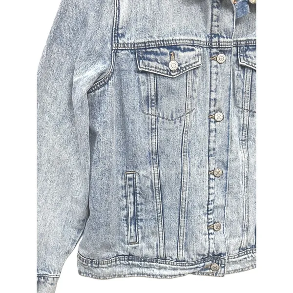 Old Navy Womens Sherpa Lined Denim Trucker Farm Ranch Chore Jacket Cotton XL - Image 11