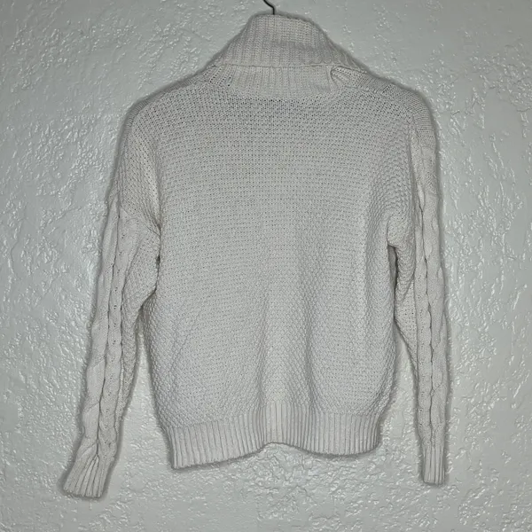Madewell Women's Cable‎ Knit Turtleneck Sweater Antique Cream Size XS - Image 3