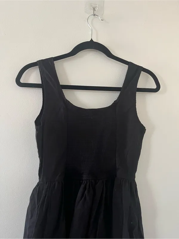 By the River Black 100% Cotton White Bow Maxi Dress Medium Coquette Cottagecore - Image 5