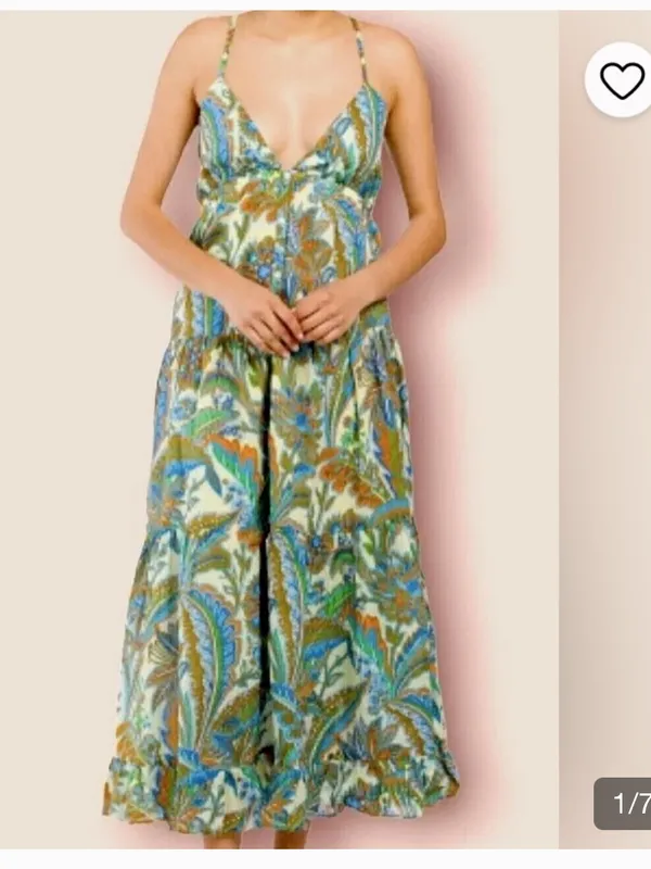 House of Harlow 1960 Green Blue Orange Paisley Lined Dress 100% cotton - Image 3