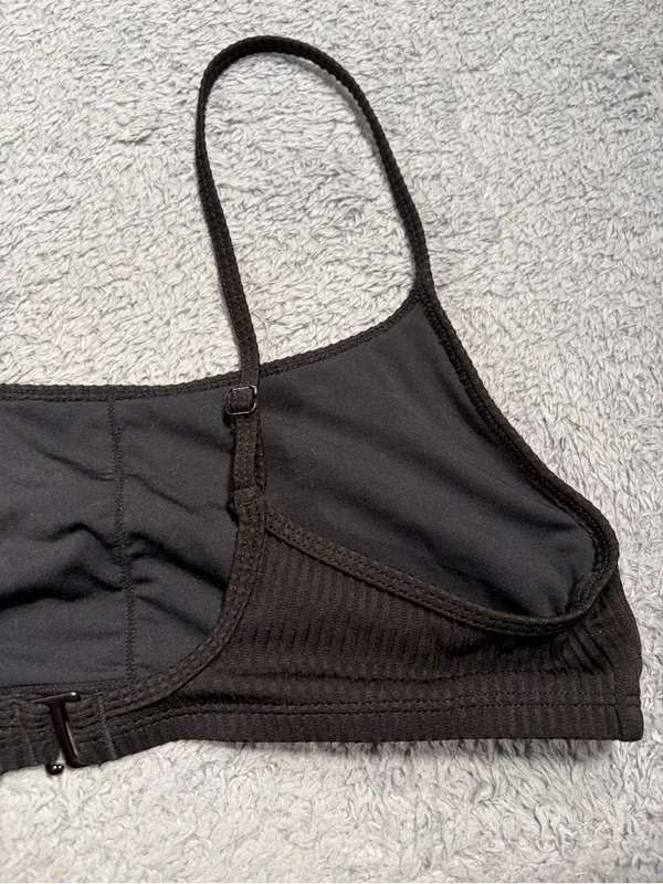 Halara ribbed bikini top swimsuit medium black - Image 5