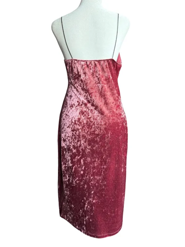 Active‎ USA Maroon Velvet Slip Dress Sz L - Image 5